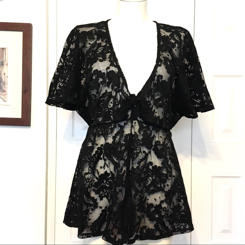 Nookie Sheer Lace Lingerie Romper Nwot Size S